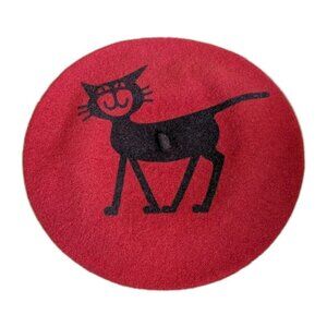 Kattinatt Red Cat Cute Kitten Beret Cotton Wool ? Soft